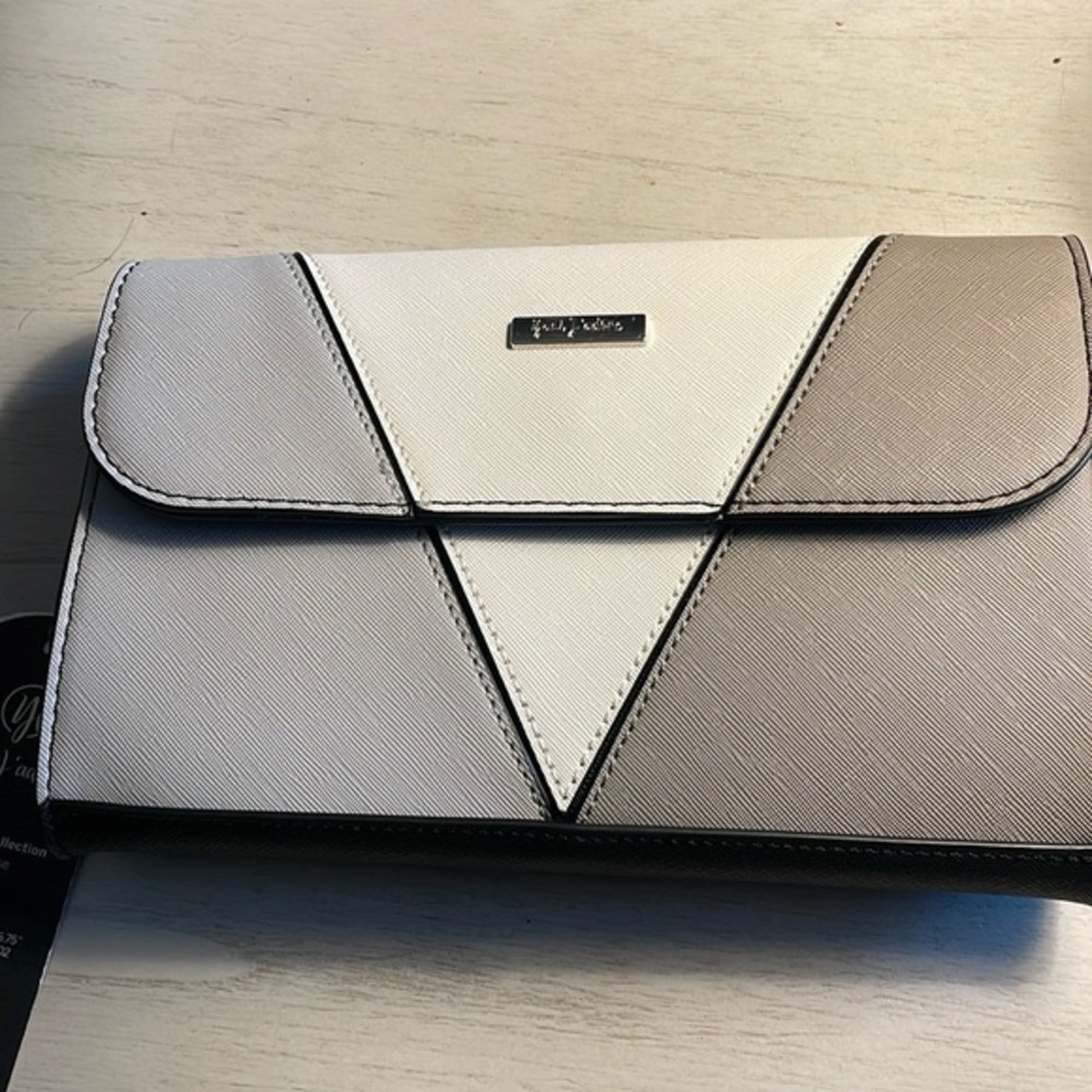 Yani J’adore Black, White, Gray and Tan Clutch